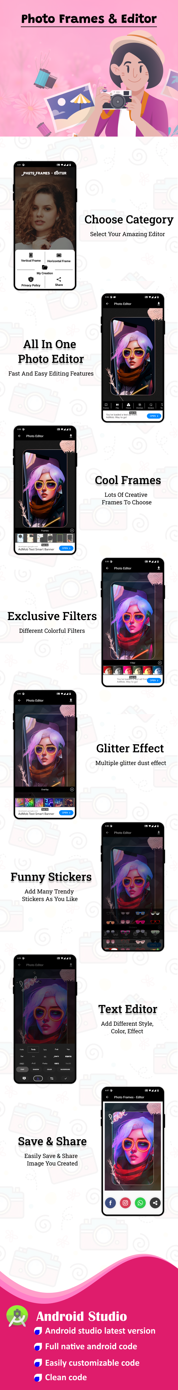 Photo Frame Editor | Image Editor | Photo Editor App | Admob Ads | Analytics | Offline Android App | - 2