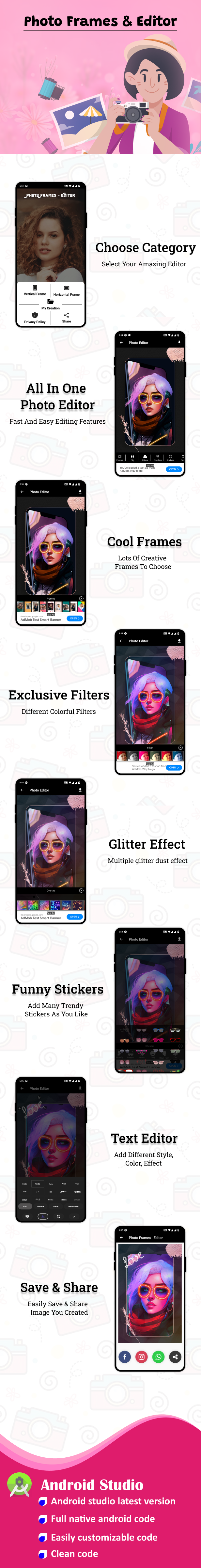 Photo Frame Editor | Image Editor | Photo Editor App | Admob Ads | Analytics | Offline Android App | - 2